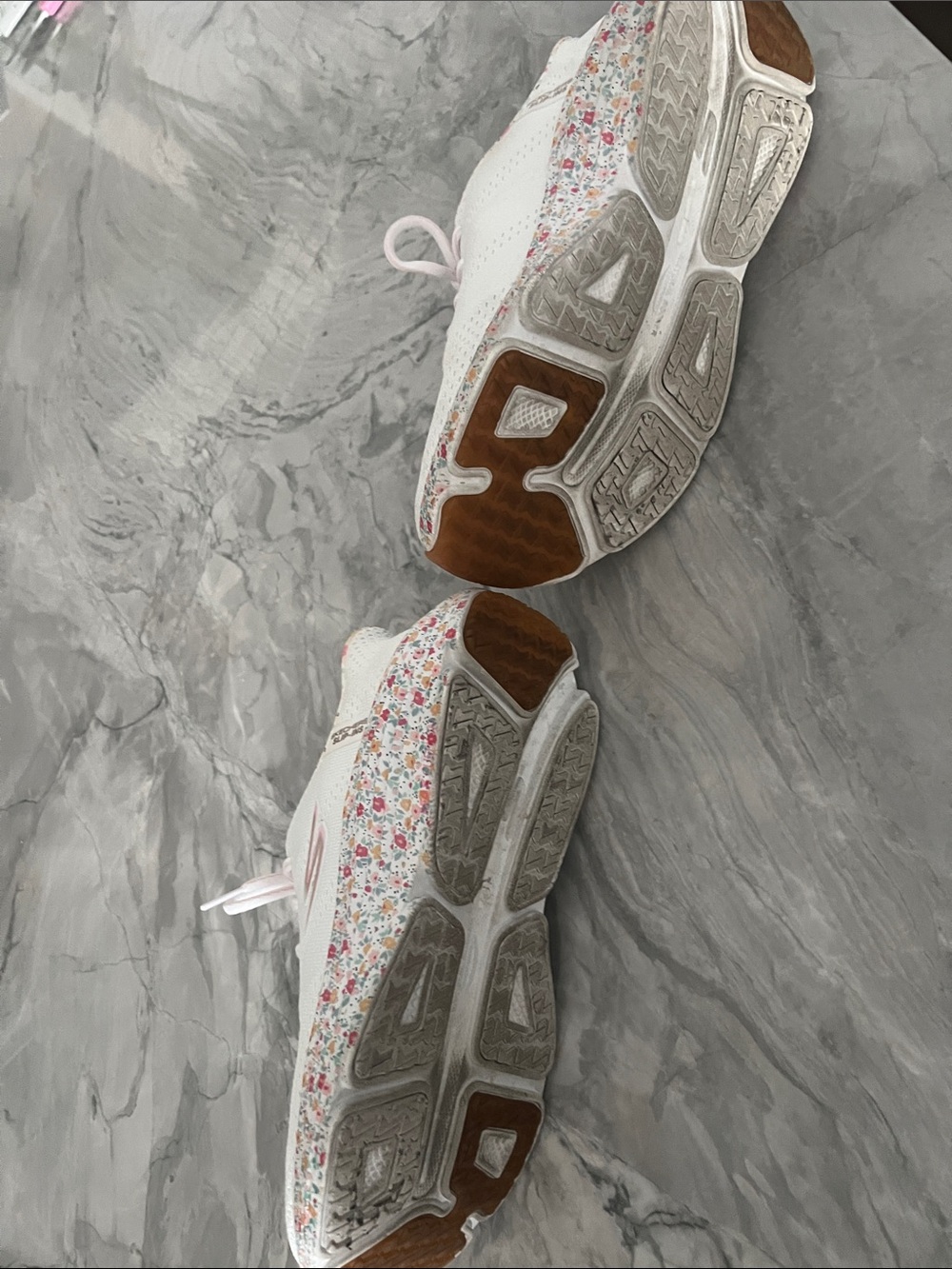 Skechers White Athletic Sneakers with Pink Floral Trim - Picture 6 of 6
